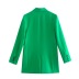 Lapel Long-Sleeved Buttoned Green Blazer High Waist Slit Skirt Set NSZQW115393