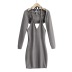 Solid Color Casual Slim Long-Sleeved Blouse & V-Neck Backless Slip Dress Solid Color 2 Piece Set NSZQW115394