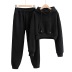 Fleece Casual Solid Color Pullover Sweatshirt Elastic Sweatpants Set NSZQW115396