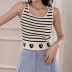 Heart Letter Stripe Slim Knit Tank Top NSYAY115556