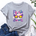Colorful Alphabet Glasses Print Loose Short-Sleeved T-Shirt NSYAY115586