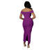 One-Shoulder Wrap Chest Hollow Split Solid Color Dress NSCQ115455