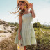 Sling Backless Lace-Up Solid Color Cotton Linen Dress NSDMB115461