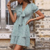 Printed V-Neck Knotted Short Sleeve Loose Dress NSDMB115462
