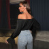 One-Shoulder Hollow Long Sleeve Solid Color Jumpsuit NSDMB115467