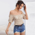 Ruffle Short-Sleeved One-Shoulder Solid Color Top NSYSQ115484