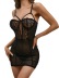 Stitching Lace Embroidered See-Through Nightdress With Panties NSRBL115491