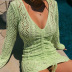 V Neck Long Sleeve Drawstring Knitted Dress NSLGF115509