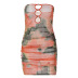 Hollow Camouflage Wrap Chest See-Through Dress NSLGF115515