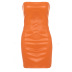 Solid Color Wrap Chest Pu Sheath Dress NSLGF115525