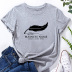 Feather Letter Print Loose Short-Sleeved T-Shirt NSYAY115545