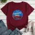 Short Sleeve Loose Round Landscape Letter Print T-Shirt NSYAY115533