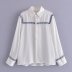 Camisa de gasa de lino con costuras de manga larga NSAM115613