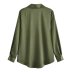 Lapel Long Sleeve Pocket Decorated Silk Satin Shirt NSAM115619