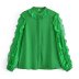 Long Sleeve Slim Layered Ruffle Solid Color Top NSAM115620