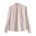 Long Sleeve Ruffle Bow Solid Color Silk Satin Shirt NSAM115621