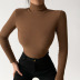 Double-Sided Brushed Turtleneck Slim-Fit Solid-Color Top NSAFS115650