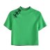 Short-Sleeved Round Neck Bow Solid Color Knitted T-Shirt NSXFL115705