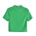 Short-Sleeved Round Neck Bow Solid Color Knitted T-Shirt NSXFL115705