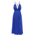 Deep V-Neck Backless Lace-Up Split Prom Solid Color Dress NSLIH115730
