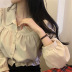 Solid Color Puff Sleeves Crop Pleated Shirt NSFYF115742