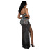Rhinestone Hollow High Slit See-Through Slip Prom Dress Without Panties NSCYF115748