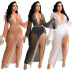 See-Through Deep V-Neck Rhinestone Tassel Slit Prom Dress With Panties NSCYF115750
