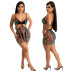 Wrap Chest Hollow See-Through Slip Dress Without Panties NSCYF115752
