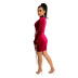 Solid Color Long-Sleeved Velvet Hollow Strappy A-Line Dress NSCYF115753