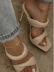 Zapatillas de tacón de aguja de goma con cabeza cuadrada de diamantes de imitación de color sólido NSYBJ115828