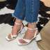 Solid Color Hollow Square Toe Buckle Thick High Heels Sandals NSYBJ115834