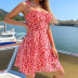 Chiffon Print Backless Sling Lace-Up Dress NSGHW115906
