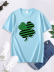 St. Patrick S Day Green Clover Print Short Sleeve T-Shirt NSSYD116355
