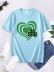 Camiseta de manga corta con estampado de trébol de corazón verde de la suerte del Día de San Patricio NSSYD116352