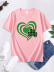 St. Patrick S Day Lucky Green Heart Shamrock Print Short Sleeve T-Shirt NSSYD116352