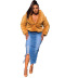 Plus Size Ripped Slit Denim Sheath Skirt NSWL116001