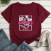 Rose Print Loose Short Sleeve T-Shirt NSYAY116398