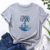 Letter Anchor Print Short Sleeve Loose T-Shirt NSYAY116396