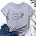 Heart Letter Print Short Sleeve Loose T-Shirt NSYAY116392