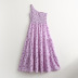 Printed Single-Shoulder Wrap-Chest Dress NSXFL116064