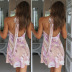 Print Lanyard Backless Lace-Up Dress NSOYL116097
