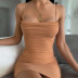 Suspender Backless Slim Solid Color Mesh Dress NSHT116123