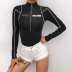 Zipper Solid Color Long-Sleeved Semi-Turtleneck Tight Jumpsuit NSSSN116132