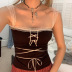 Sling Lace-Up Color Matching Slim Lace Vest NSSSN116137