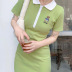 Zipper Color Matching Short Sleeve Slim Embroidery Lapel Dress NSSSN116140