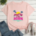 Letters Beach Print Ladies Loose Short Sleeve T-Shirt NSYAY116387