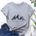 Three Mountains Print Loose Short-Sleeved T-Shirt NSYAY116303