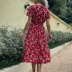 V Neck Short Sleeve Floral Dress NSYID116299