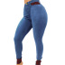 Plus Size Plaid Stitching Slim-Fit Jeans NSWL116170