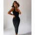 Sling Low-Cut Backless Slim Solid Color Dress NSOYL116229